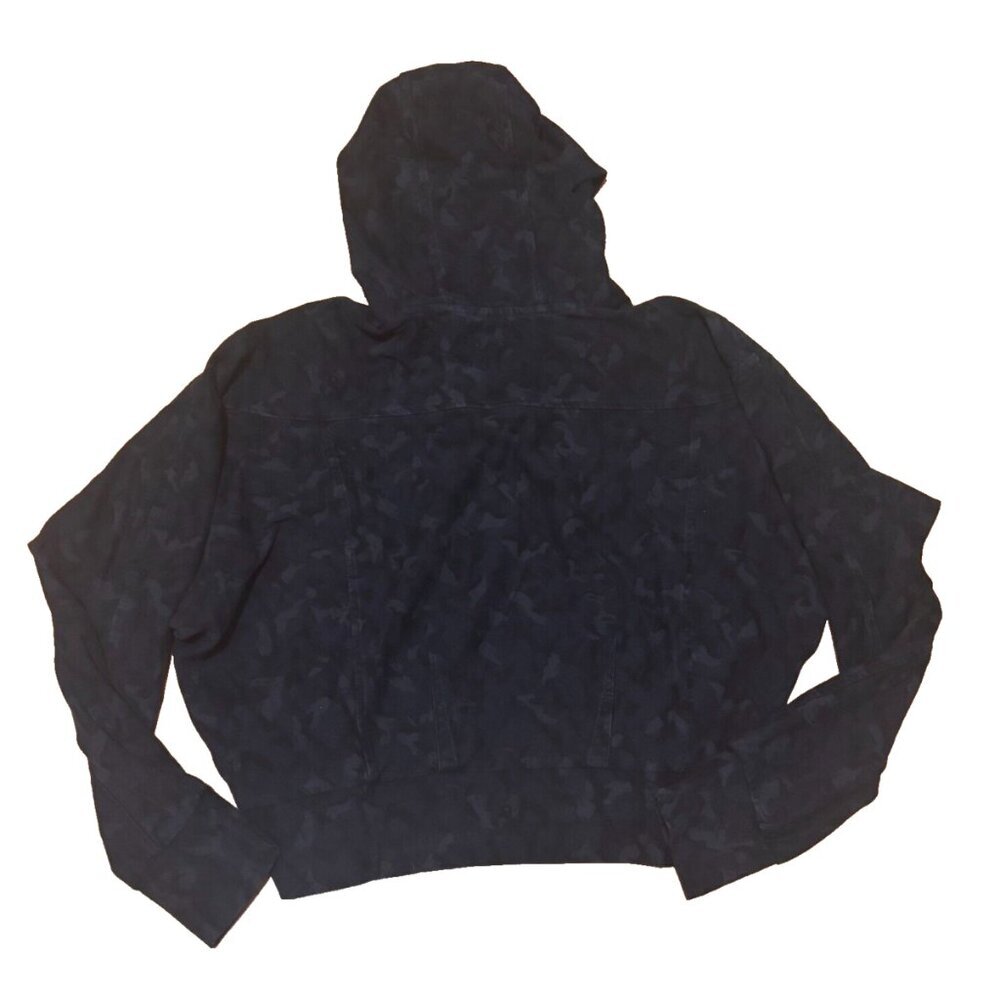 ATHLETA Navy Blue Camo Farallon Cropped Camo Hoodie Sweatshirt Top Womens Size M - Picture 5 of 6